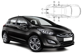 Slnečné clony na okná - HYUNDAI i30 hatchback (2012-2017) - Komplet sada (HYU-I30-5-B)