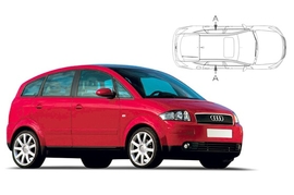 Slnečné clony na okná - AUDI A2 Hatchback (2000-2005) - Len na bočné stahovacie sklá (AU-A2-5-A/18)