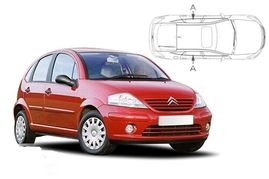 Slnečné clony na okná - CITROEN C3 Hatchback (2002-2009) - Len na bočné stahovacie sklá (CIT-C3-5-A/18)