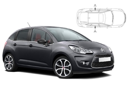 Slnečné clony na okná - CITROEN C3 Hatchback (2009-2016) - Len na bočné stahovacie sklá (CIT-C3-5-B/18)