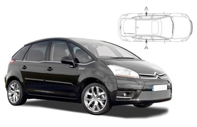 Slnečné clony na okná - CITROEN C4 Picasso (2006-2013) - Len na bočné stahovacie sklá (CIT-C4PI-5-A/18)