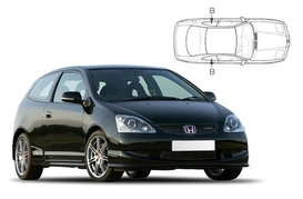 Slnečné clony na okná - HONDA Civic hatchback 3dv. (2001-2006) - Len na bočné stahovacie sklá (HON-CIVI-3-A/18)