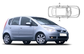 Slnečné clony na okná - MITSUBISHI Colt 5dv. (2004-2012) - Len na bočné stahovacie sklá (MIT-COLT-5-B/18)