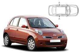 Slnečné clony na okná - NISSAN Micra 5dv. (2003-2010) - Len na bočné stahovacie sklá (NIS-MICR-5-A/18)