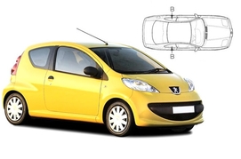 Slnečné clony na okná - PEUGEOT 107 3dv. (2005-2014) - Len na bočné stahovacie sklá (PEU-107-3-A/18)