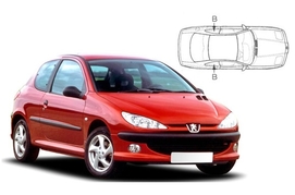 Slnečné clony na okná - PEUGEOT 206 hatchback 3dv. (1998-2012) - Len na bočné stahovacie sklá (PEU-206-3-A/18)