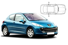 Slnečné clony na okná - PEUGEOT 207 3dv. (2006-2012) - Len na bočné stahovacie sklá (PEU-207-3-A/18)