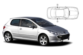 Slnečné clony na okná - PEUGEOT 307 hatchback 3dv. (2000-2007) - Len na bočné stahovacie sklá (PEU-307-3-A/18)