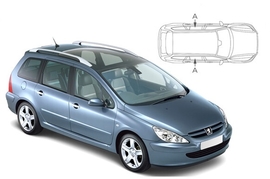 Slnečné clony na okná - PEUGEOT 307 Combi (2002-2007) - Len na bočné stahovacie sklá (PEU-307-E-A/18)