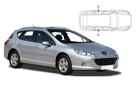 Slnečné clony na okná - PEUGEOT 407 Combi (2004-2011) - Len na bočné stahovacie sklá (PEU-407-E-A/18)