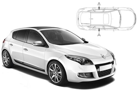 Slnečné clony na okná - RENAULT Megane III. hatchback 5dv. (2009-2016) - Len na bočné stahovacie sklá (REN-MEGA-5-B/18)