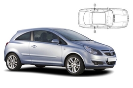 Slnečné clony na okná - OPEL Corsa hatchback 3dv. (2006-2014) - Len na bočné stahovacie sklá (VAU-CORS-3-B/18)