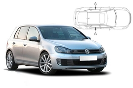 Slnečné clony na okná - VW Golf VI. hatchback 5dv. (2008-2012) - Len na bočné stahovacie sklá (VW-GOLF-5-F/18)