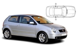 Slnečné clony na okná - VW Polo hatchback 3dv (2001-2009) - Len na bočné stahovacie sklá (VW-POLO-3-B/18)