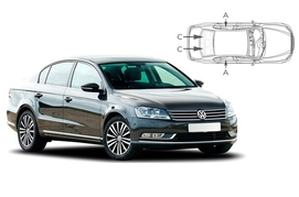 Slnečné clony na okná - VW Passat Sedan (2010-2014) - Komplet sada (VW-PASS-4-C)