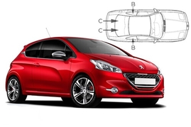 Slnečné clony na okná - PEUGEOT 208 3dv. (2012-2019) - Komplet sada (PEU-208-3-A)