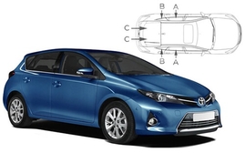 Slnečné clony na okná - TOYOTA Auris hatchback (2012-2018) - Komplet sada (TOY-AURI-5-B)