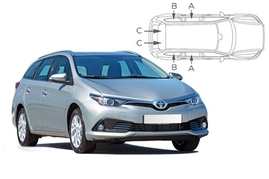 Slnečné clony na okná - TOYOTA Auris Combi (2012-2018) - Komplet sada (TOY-AURI-E-B)