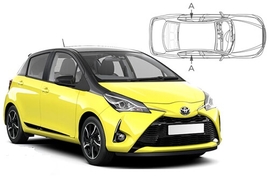 Slnečné clony na okná - TOYOTA Yaris hatchback XP130 (2011-2020) - Len na bočné stahovacie sklá (TOY-YARI-5-C/18)