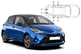 Slnečné clony na okná - TOYOTA Yaris hatchback XP150 (2011-2020) - Komplet sada (TOY-YARI-3-C)