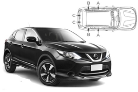 Slnečné clony na okná - NISSAN Qashqai (2014-2018) - Komplet sada (NIS-QASH-5-B)