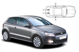 Slnečné clony na okná - VW Polo hatchback 3dv. (2009-2017) - Komplet sada (VW-POLO-3-C)