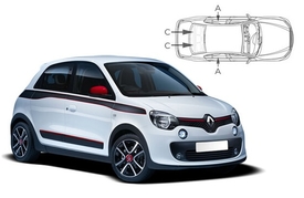 Slnečné clony na okná - RENAULT Twingo III. hatchback (2014-) - Komplet sada (REN-TWIN-5-B)