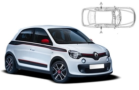 Slnečné clony na okná - RENAULT Twingo III. hatchback (2014-) - Len na bočné stahovacie sklá (REN-TWIN-5-B/18)