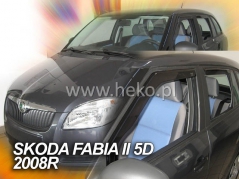 Deflektory na Škoda Fabia II combi, 5-dverová (+zadné), r.v.: 2008 - (28323)