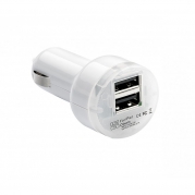 Dvojitá USB nabíjačka do autozapaľovača 12V/24V, biela (USB100W)