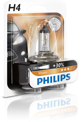 Žiarovka Philips H4 12V 60/55W P43t Vision +30% 1ks (PH 12342PRB1)