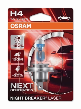 Žiarovka Osram H4 12V 60/55W P43t NIGHT BREAKER® LASER +150% 1ks (OS 64193NL-01B)