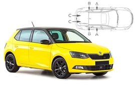 Slnečné clony na okná - SKODA Fabia III. (2014-2021) - Komplet sada (SKO-FABI-5-C)