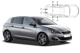 Slnečné clony na okná - PEUGEOT 308 hatchback (2013-) - Komplet sada (PEU-308-5-B)