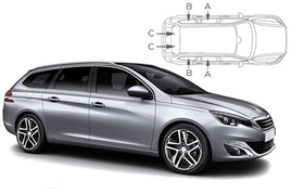 Slnečné clony na okná - PEUGEOT 308 Combi (2013-) - Komplet sada (PEU-308-E-B)