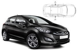 Slnečné clony na okná - HYUNDAI i30 hatchback (2012-2017) - Len na bočné stahovacie sklá (HYU-I30-5-B/18)