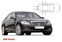 Slnečné clony na okná - MERCEDES-BENZ Serie S SWB (2005-2013) - Komplet sada (MB-SCLS-4-B)