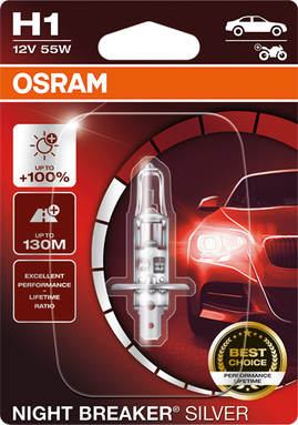 OSRAM H1 12V 55W P14.5S NIGHT BREAKER® SILVER +100% 1 ks (OS 64150NBS-01B-A)