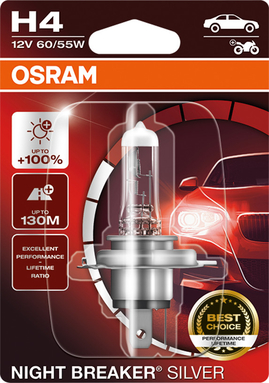 OSRAM H4 12V 60/55W P43T NIGHT BREAKER® SILVER +100% 1ks (OS 64193NBS-01B-A)