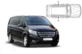 Slnečné clony na okná - MERCEDES-BENZ Vito LWB od 2014 - Len na bočné sťahovacie sklá (MB-VITOLWB-5-C/18)