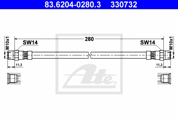 Brzdová hadica CONTINENTAL TEVES (ATE) (83.6204-0280.3)