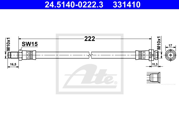 Brzdová hadica CONTINENTAL TEVES (ATE) (24.5140-0222.3)