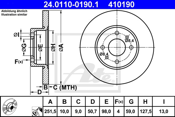 Brzdový kotúč CONTINENTAL TEVES (ATE) (24.0110-0190.1)