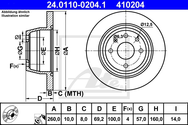 Brzdový kotúč CONTINENTAL TEVES (ATE) (24.0110-0204.1)