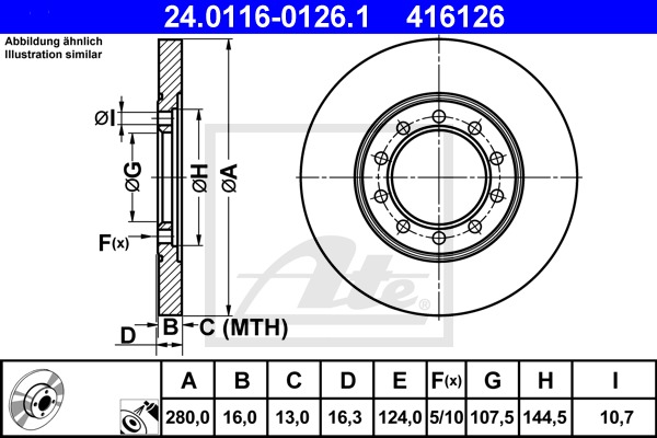 Brzdový kotúč CONTINENTAL TEVES (ATE) (24.0116-0126.1)