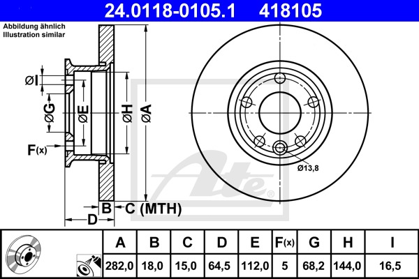 Brzdový kotúč CONTINENTAL TEVES (ATE) (24.0118-0105.1)