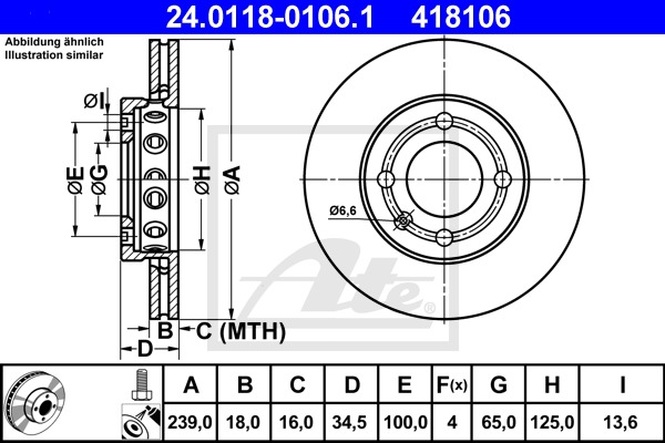 Brzdový kotúč CONTINENTAL TEVES (ATE) (24.0118-0106.1)