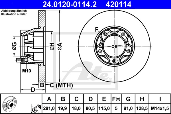 Brzdový kotúč CONTINENTAL TEVES (ATE) (24.0120-0114.2)