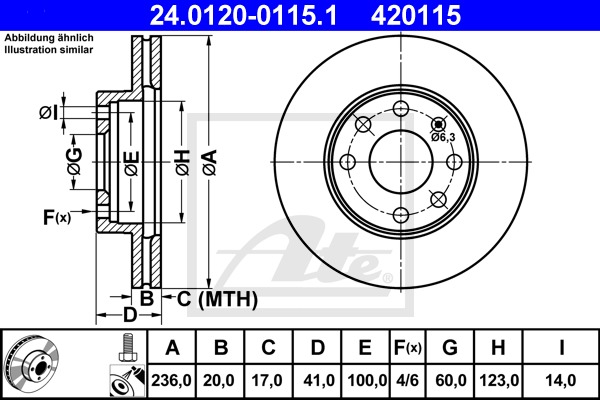 Brzdový kotúč CONTINENTAL TEVES (ATE) (24.0120-0115.1)