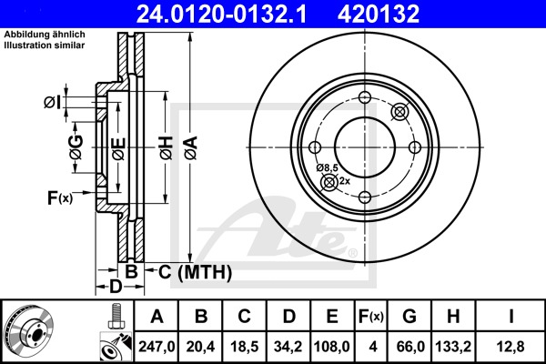 Brzdový kotúč CONTINENTAL TEVES (ATE) (24.0120-0132.1)